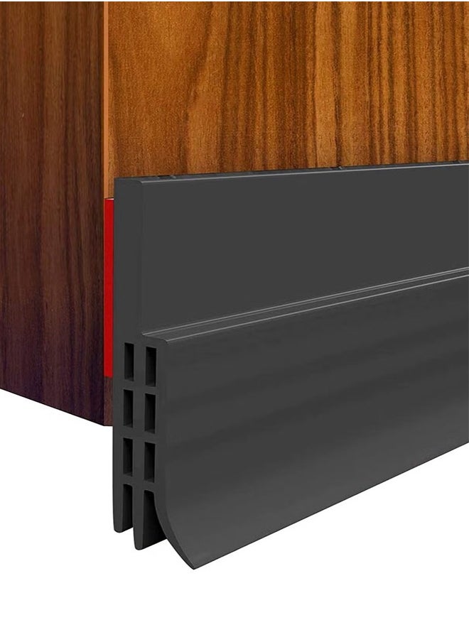 Haidue 2 Pcs Adhesive Under Door Sweep Weather Stripping Soundproof Rubber Bottom Seal with Wider Strong for Interior Exterior Doors Guard Against Drafts Dust Noise Animals (0.9M Black)  - Image 1