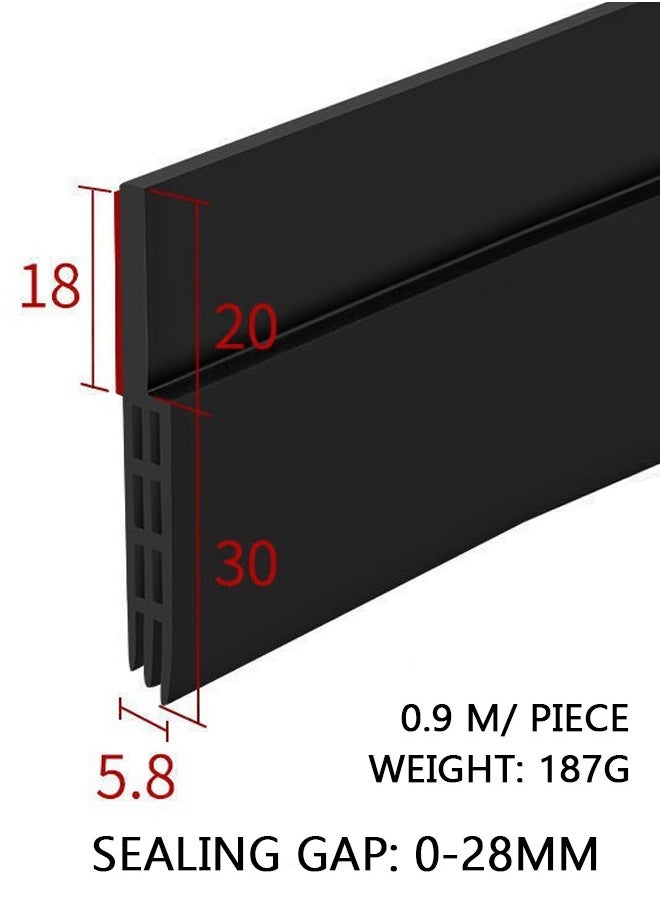 Haidue 2 Pcs Adhesive Under Door Sweep Weather Stripping Soundproof Rubber Bottom Seal with Wider Strong for Interior Exterior Doors Guard Against Drafts Dust Noise Animals (0.9M Black)  - Image 2