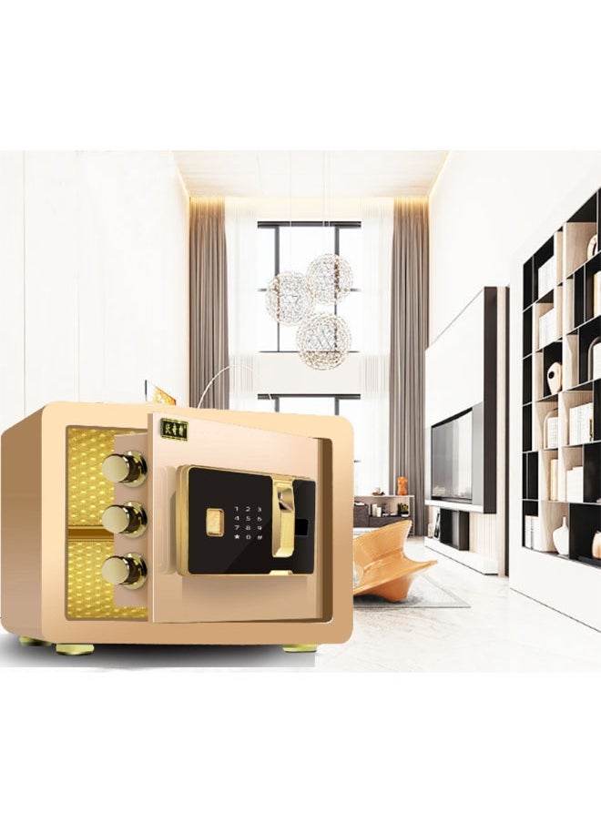 Fireproof Safe for Home Use, Digital Home Safe Fireproof Waterproof with Combination Lock & 2 Keys, Large Security Drop Box Safe for Cash, Mail, Checks, Document, Spare Keys and Removable Shelf, Fire Safe Box for Home Money Valuables(Gold)