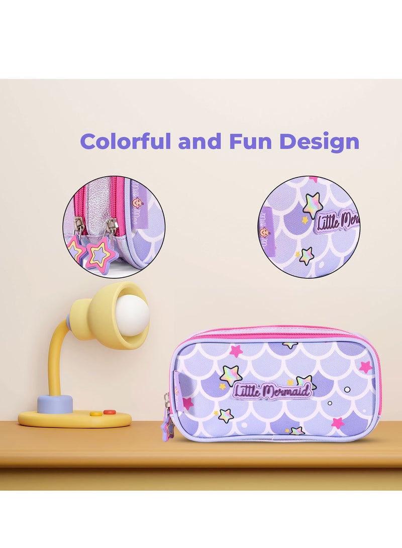 Milk&Moo حافظة أقلام حليب وميو - حورية البحر المتلألئة، حقيبة أقلام لطيفة للفتيات، حقيبة أقلام للأطفال، خفيفة الوزن، سعة كبيرة، مناسبة لمرحلة ما قبل المدرسة - رياض الأطفال - الصفوف الابتدائية - Image 4