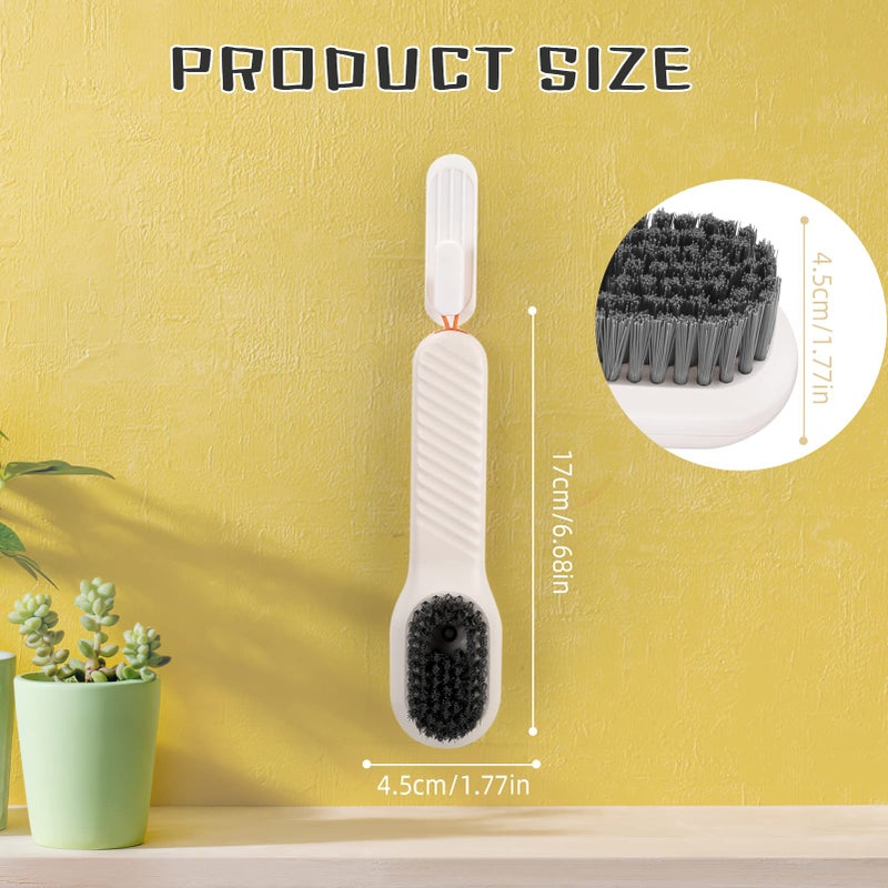 Shoe brush with soft bristles, multifunctional household brush with liquid box, shoe brush with detergent dispenser, cleaning brush for shoes clothes (white) - Image 5