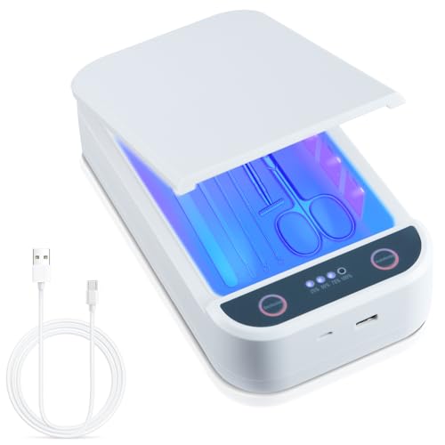 Soiiw Nail Tool Sterilizer Box Portable with Blue Light,USB Sterilizer Cleaning Box for Nail Salon, Tweezers, Jewelry, Phone, Manicure Tools - Image 1