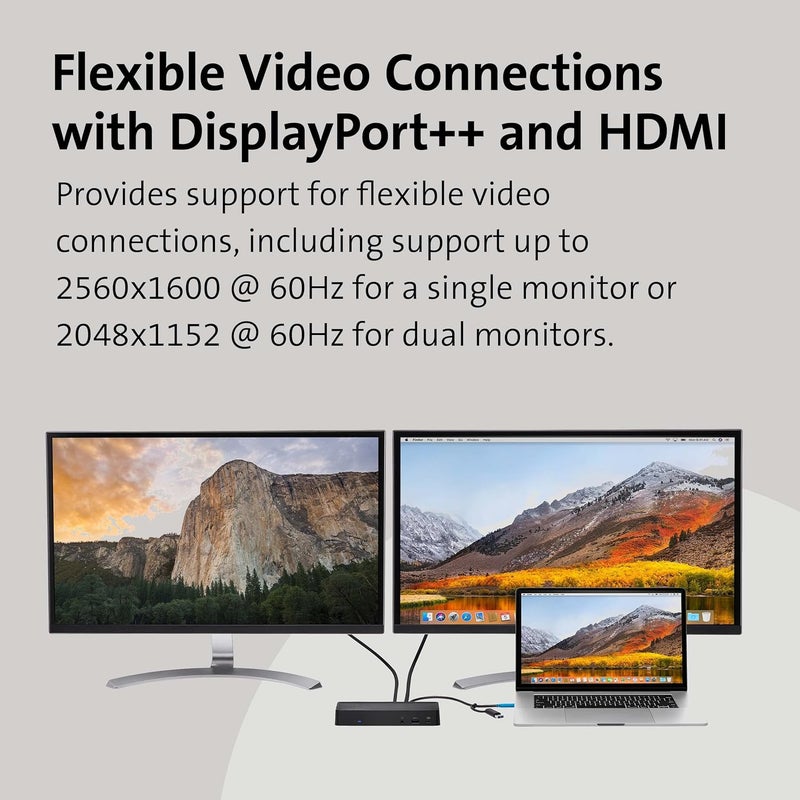 Kensington Kensington SD4700P Displaylink Docking Station  Dual Display for Any MacBook M1M2M3M4 or Windows 60W Power Delivery TAA Compliant K38240NA - Image 3