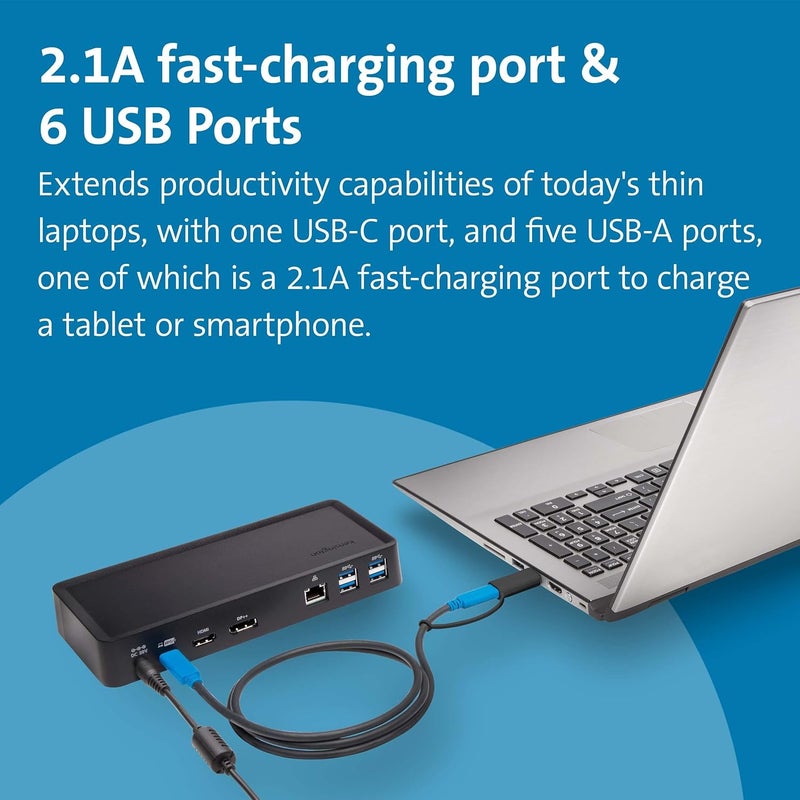 Kensington Kensington SD4700P Displaylink Docking Station  Dual Display for Any MacBook M1M2M3M4 or Windows 60W Power Delivery TAA Compliant K38240NA - Image 4