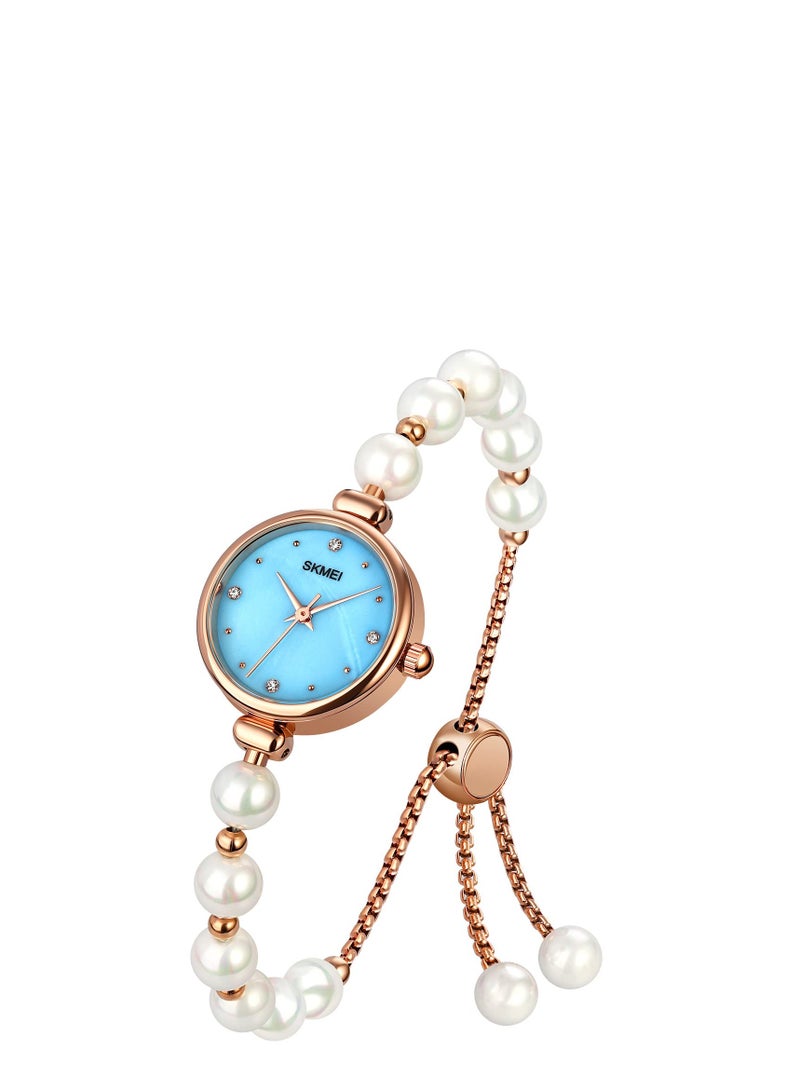 SOLARAE Watches Women Analog Quartz Watch Mosaic with Diamonds Bracelet Dress Watch for Female Waterproof Wristwatch with Rose Gold Bracelet - Image 1