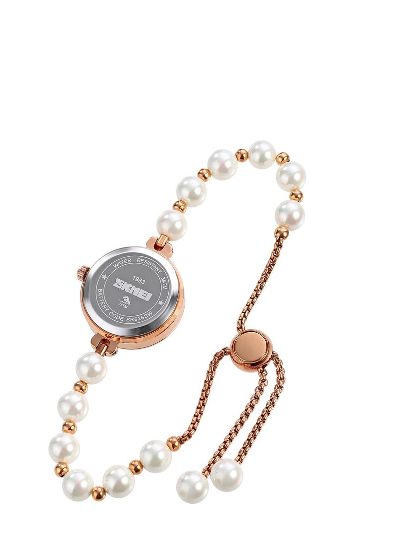 SOLARAE Watches Women Analog Quartz Watch Mosaic with Diamonds Bracelet Dress Watch for Female Waterproof Wristwatch with Rose Gold Bracelet - Image 3