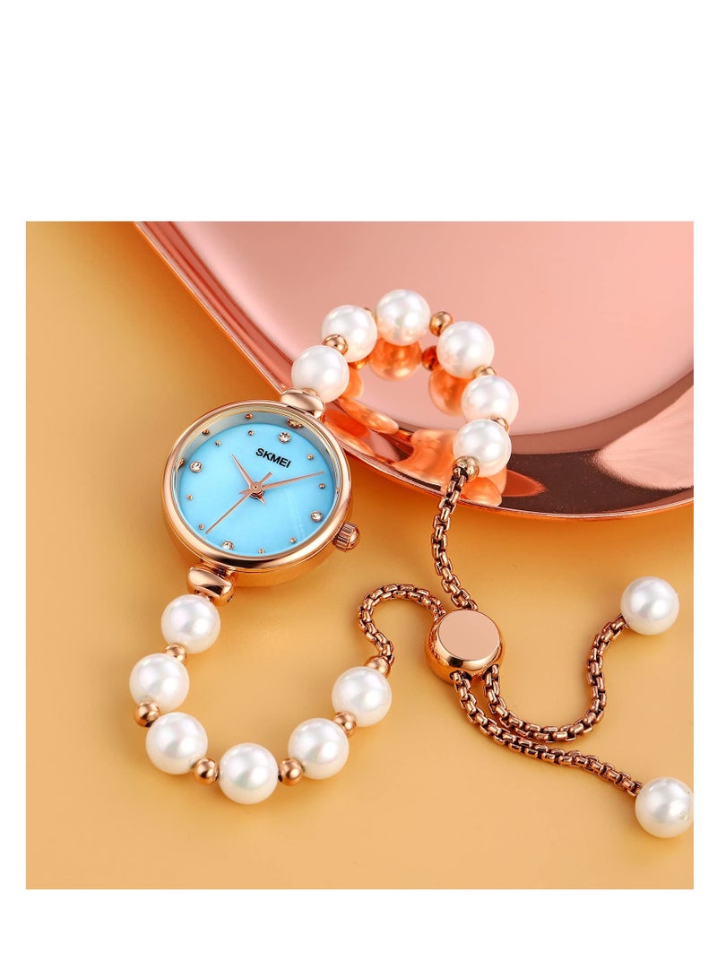 SOLARAE Watches Women Analog Quartz Watch Mosaic with Diamonds Bracelet Dress Watch for Female Waterproof Wristwatch with Rose Gold Bracelet - Image 5