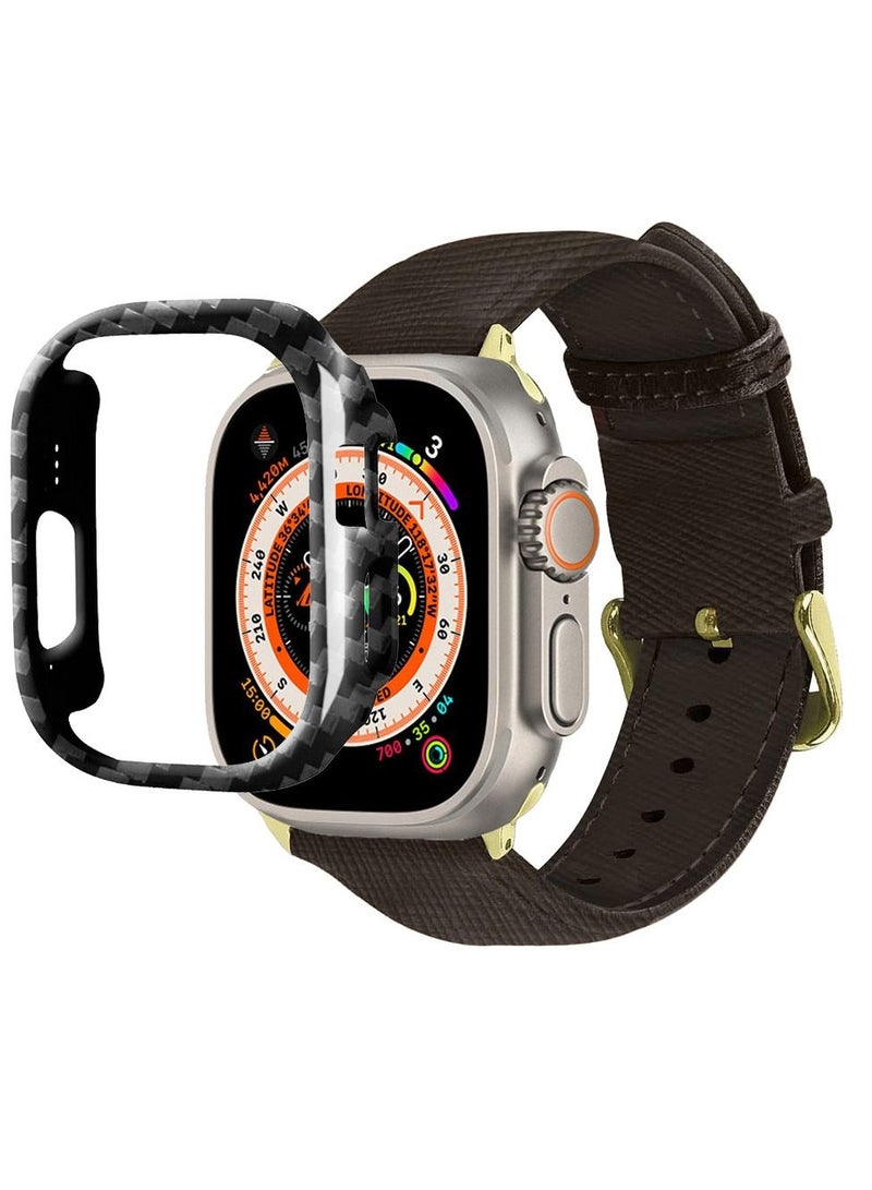 CATANES 2 Packs For Apple Watch Band 49mm Leather Band Buckle Strap Wristband and Carbon Fiber Cup Holder Dim Grey - Image 3