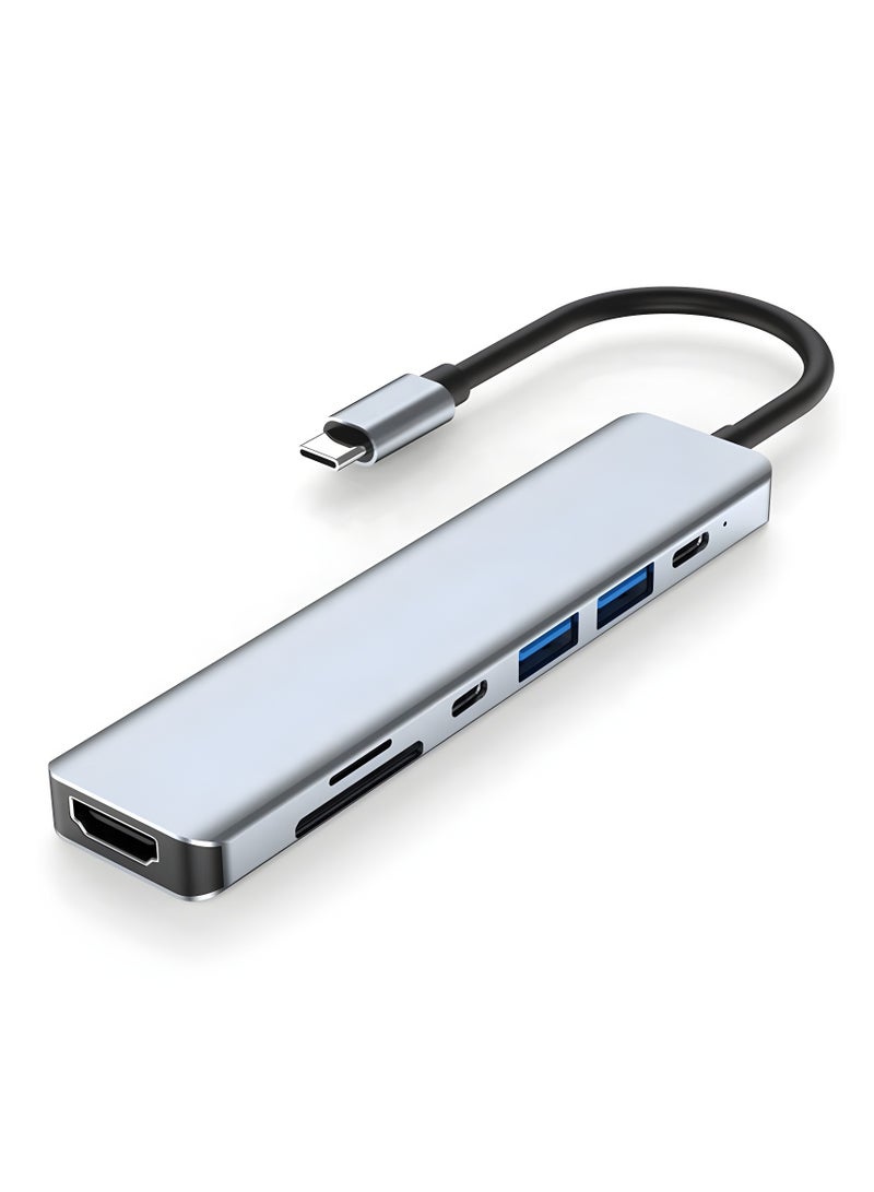 Zero ZERO TYPE-C to HDTV 7 in 1 Adapter with PD USB TF SD -4K resolution support – Space Gray  - Image 1