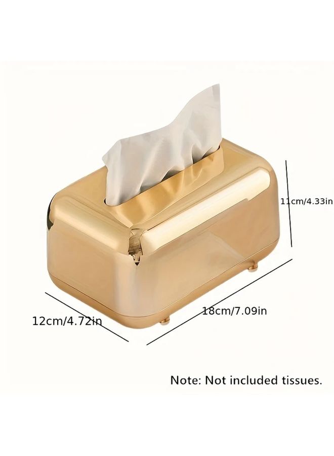 Golden Tissue Box Holder Vintage Bread Shape Electroplated Luxury Bathroom Accessory ABS Storage Solution - Image 3