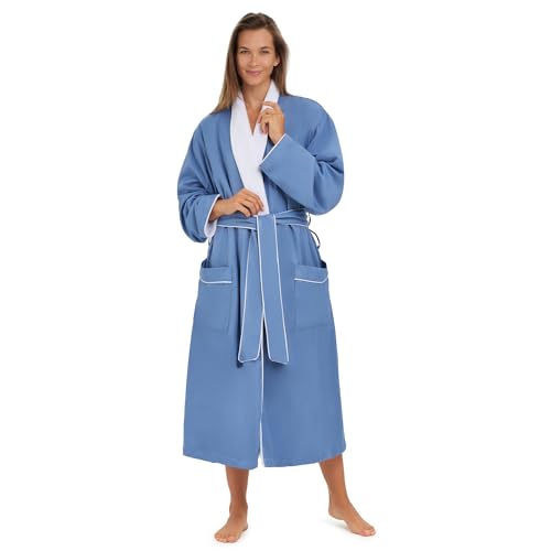 MONARCH Plush Lined Microfiber Bath Robe for Men or Women – Soft Microfiber Shell with Polyester Lining, Generously Sized Resort-Grade Spa & Hotel Robe with Pockets - Machine Washable (Periwinkle) - Image 1