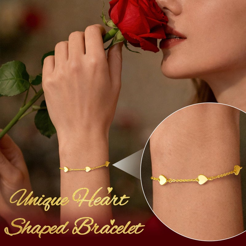 Poxtex Gold Heart Bracelets for Women Trendy, Dainty Cute 14k Gold Plated Heart Bracelet Non Tarnish, Adjustable Waterproof Valentines Day Jewelry Gifts for Lover Women Her Mom Wife - Image 2