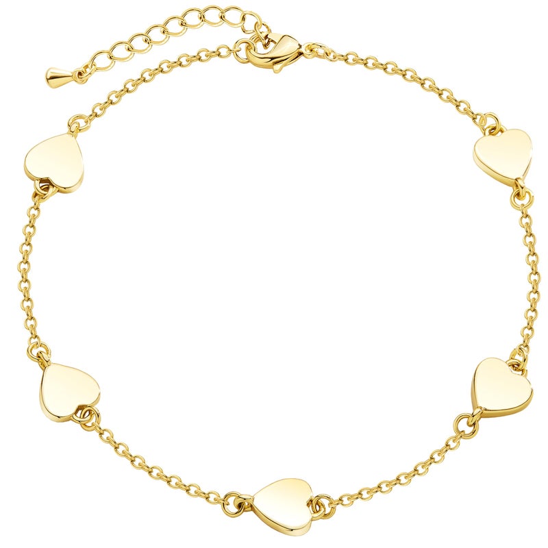 Poxtex Gold Heart Bracelets for Women Trendy, Dainty Cute 14k Gold Plated Heart Bracelet Non Tarnish, Adjustable Waterproof Valentines Day Jewelry Gifts for Lover Women Her Mom Wife - Image 1