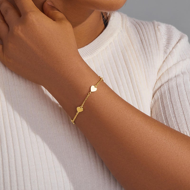 Poxtex Gold Heart Bracelets for Women Trendy, Dainty Cute 14k Gold Plated Heart Bracelet Non Tarnish, Adjustable Waterproof Valentines Day Jewelry Gifts for Lover Women Her Mom Wife - Image 4