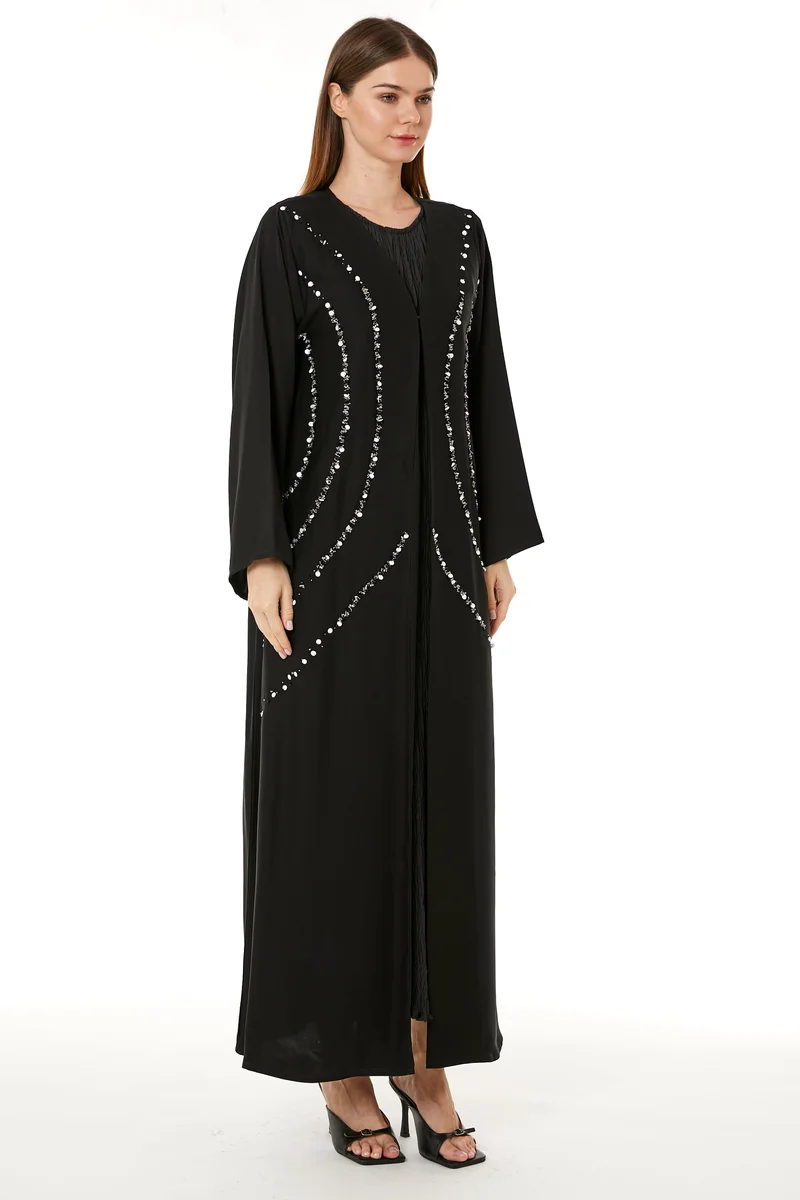 Moistreet Embellished Crepe Hand Abaya