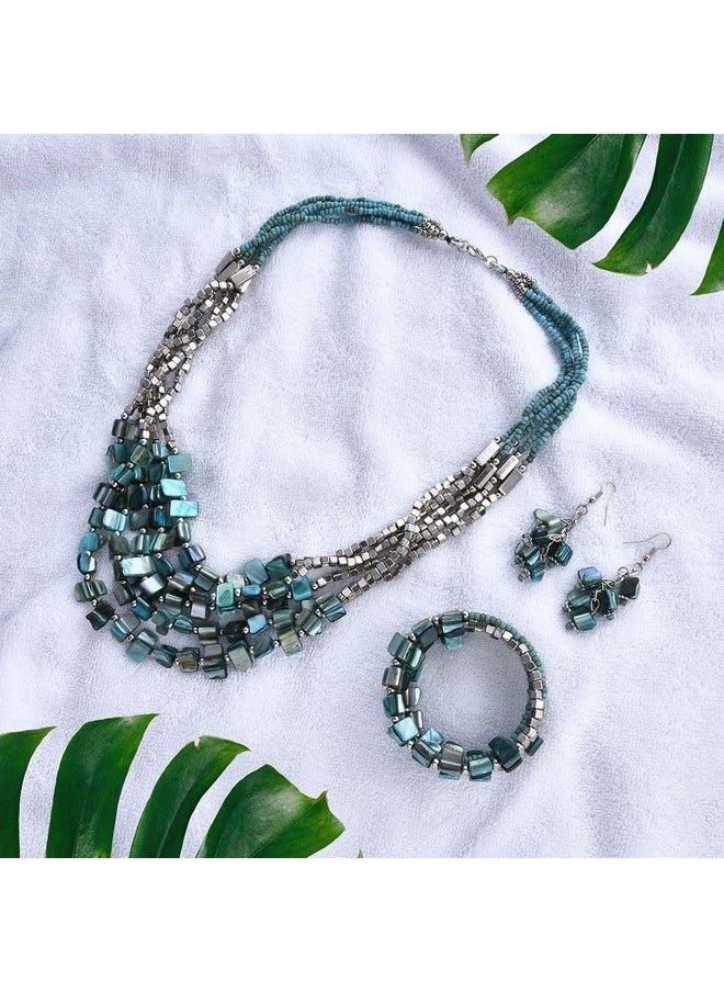 Shop LC Delivering Joy - Shop Lc Handmade Chunky Blue Beaded Costume Jewelry For Women Seed Bead Long Necklace Bracelet Earrings Set Boho Beach Summer Birthday Gifts For Women - Image 1