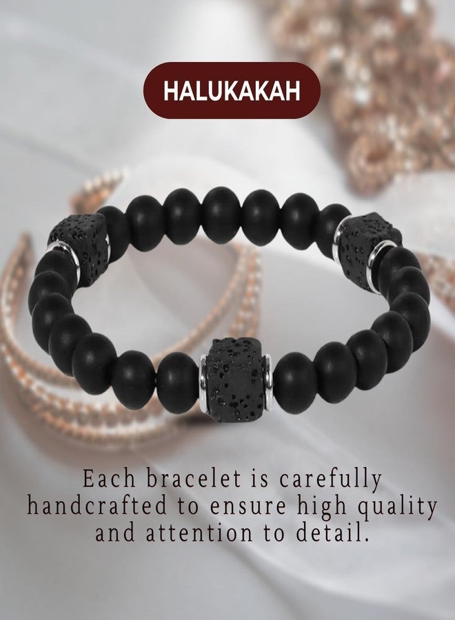 Halukakah Men's Shungite Bracelet with Lava Rock Beads - Birthday, Graduation, Retirement, or Christmas, Natural Stone Christian Present for Boyfriends, Dads, Husbands - with To my Brother Card - Image 3