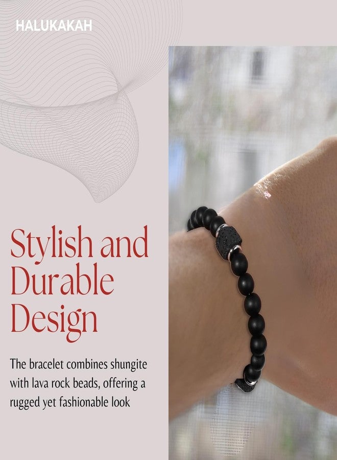 Halukakah Men's Shungite Bracelet with Lava Rock Beads - Birthday, Graduation, Retirement, or Christmas, Natural Stone Christian Present for Boyfriends, Dads, Husbands - with To my Brother Card - Image 2