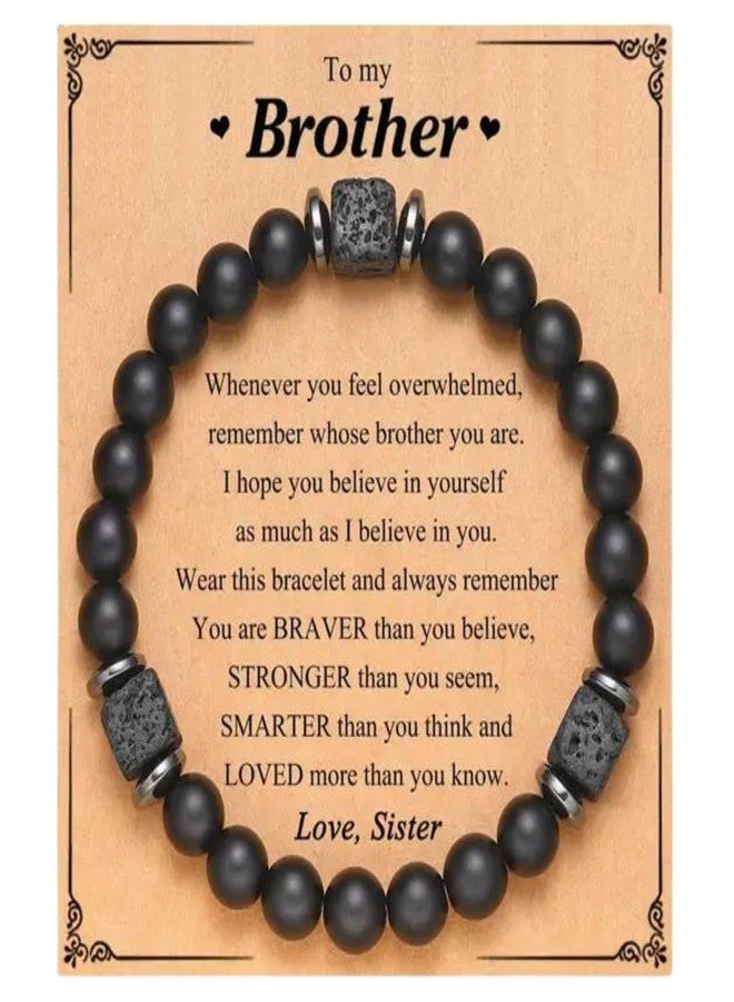 Halukakah Men's Shungite Bracelet with Lava Rock Beads - Birthday, Graduation, Retirement, or Christmas, Natural Stone Christian Present for Boyfriends, Dads, Husbands - with To my Brother Card - Image 1