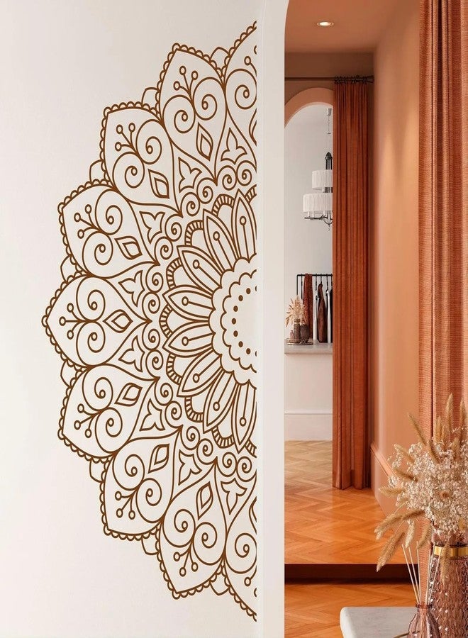 INKFENCE ملصق حائط بتصميم ماندالا منقسمة إلى نصفين من إنكفينس، مقاس 110 × 55 سم، ذاتي اللصق (عبوة من قطعة واحدة) - فينيل - Image 1