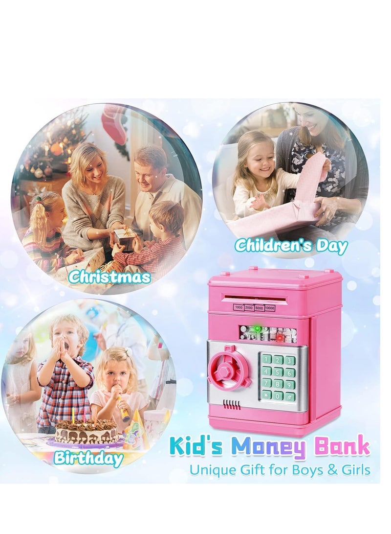 Piggy Bank for Girls 4-11 Years Old,Refasy Kids Safe Bank for Boys Christmas Birthday Gifts Toy for Kids Electronic ATM Money Bank for Money Saving Box Safe Coin Bank Toy Kids Toys Pink - Image 5