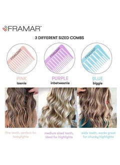 framar Framar Dreamweaver Highlight Comb Set – Combs for Hair Stylist, Highlighting Comb, Hair Dye Comb, Hair Highlighter Comb with Metal Pick, Balayage Comb (Pastel)  - Image 2