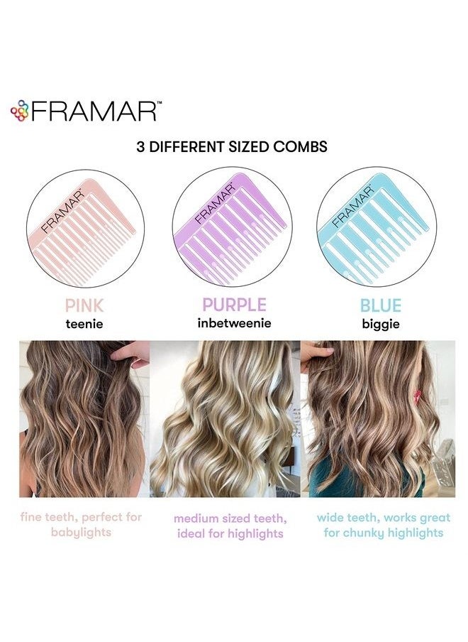 framar Framar Dreamweaver Highlight Comb Set – Combs for Hair Stylist, Highlighting Comb, Hair Dye Comb, Hair Highlighter Comb with Metal Pick, Balayage Comb (Pastel)  - Image 2