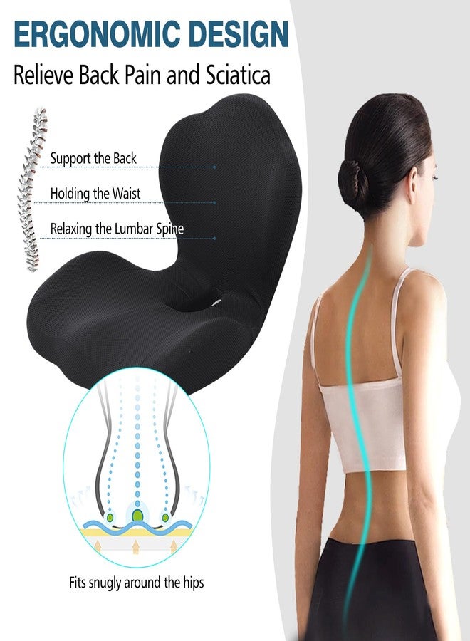 TANYOO Office Chair Cushion with Lumbar Support Pillow Memory Foam Seat Cushions Ergonomic Dual Layer Integrated Back Pillow for Sciatica Pain Relief for Office Gaming Chair - Image 4