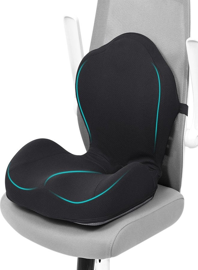 TANYOO Office Chair Cushion with Lumbar Support Pillow Memory Foam Seat Cushions Ergonomic Dual Layer Integrated Back Pillow for Sciatica Pain Relief for Office Gaming Chair - Image 1