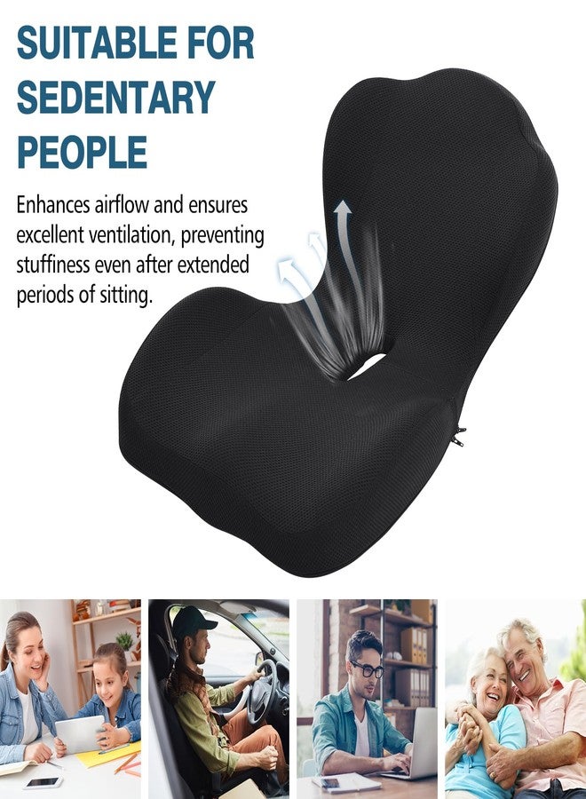 TANYOO Office Chair Cushion with Lumbar Support Pillow Memory Foam Seat Cushions Ergonomic Dual Layer Integrated Back Pillow for Sciatica Pain Relief for Office Gaming Chair - Image 3