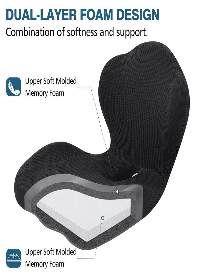 TANYOO Office Chair Cushion with Lumbar Support Pillow Memory Foam Seat Cushions Ergonomic Dual Layer Integrated Back Pillow for Sciatica Pain Relief for Office Gaming Chair - Image 2