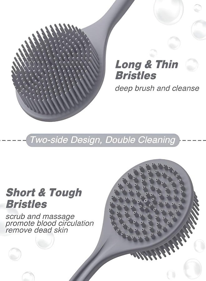 Feelon فرشاة استحمام للجسم من السيليكون الناعم الفاخر من فيلون، بمقبض طويل، لإزالة الأوساخ والشوائب | خالية من مادة BPA | للرجال والنساء (أسود) - Image 4