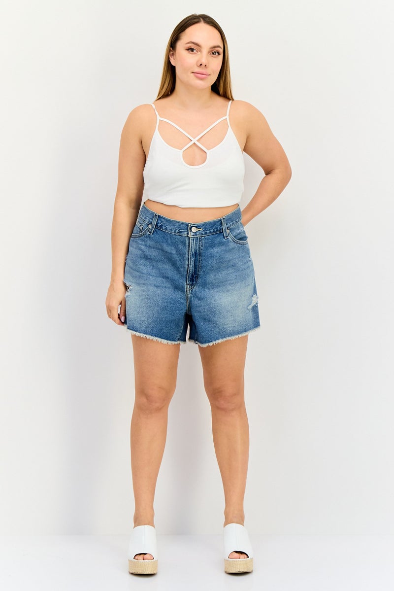 Levi's شورتات جينز ممزقة للنساء من طراز الثمانينات، زرقاء - Image 4