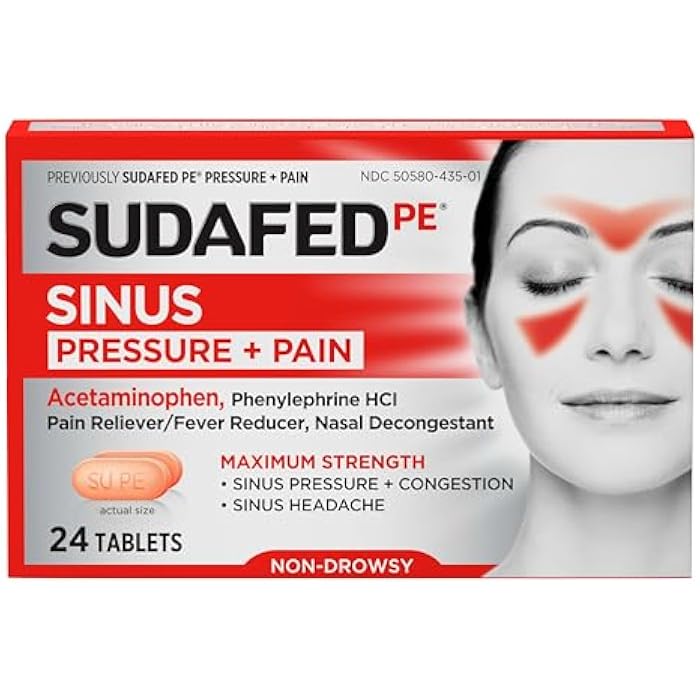 Sudafed PE Sinus Pressure + Pain Relief Tablets, Non-Drowsy, 24 Ct - Image 1