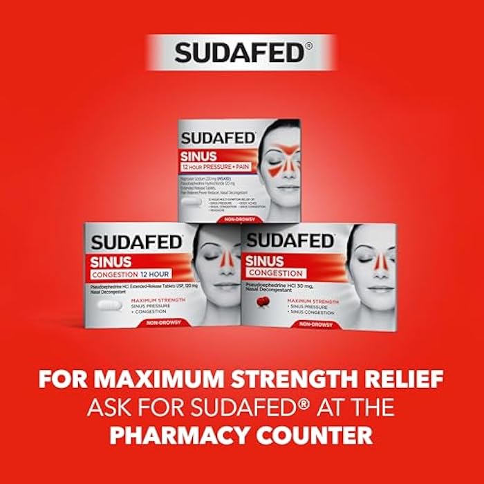 Sudafed PE Sinus Pressure + Pain Relief Tablets, Non-Drowsy, 24 Ct - Image 5