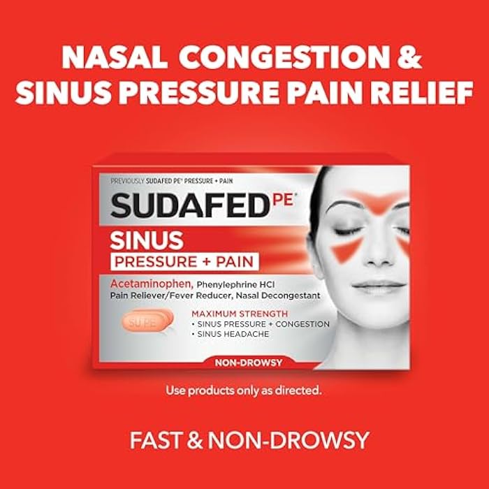 Sudafed PE Sinus Pressure + Pain Relief Tablets, Non-Drowsy, 24 Ct - Image 2