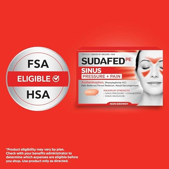 Sudafed PE Sinus Pressure + Pain Relief Tablets, Non-Drowsy, 24 Ct - Image 4