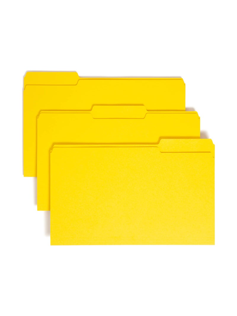 Smead Colored File Folder, 1/3-Cut Tab, Legal Size, Yellow, 100 per Box (17943) - Image 1