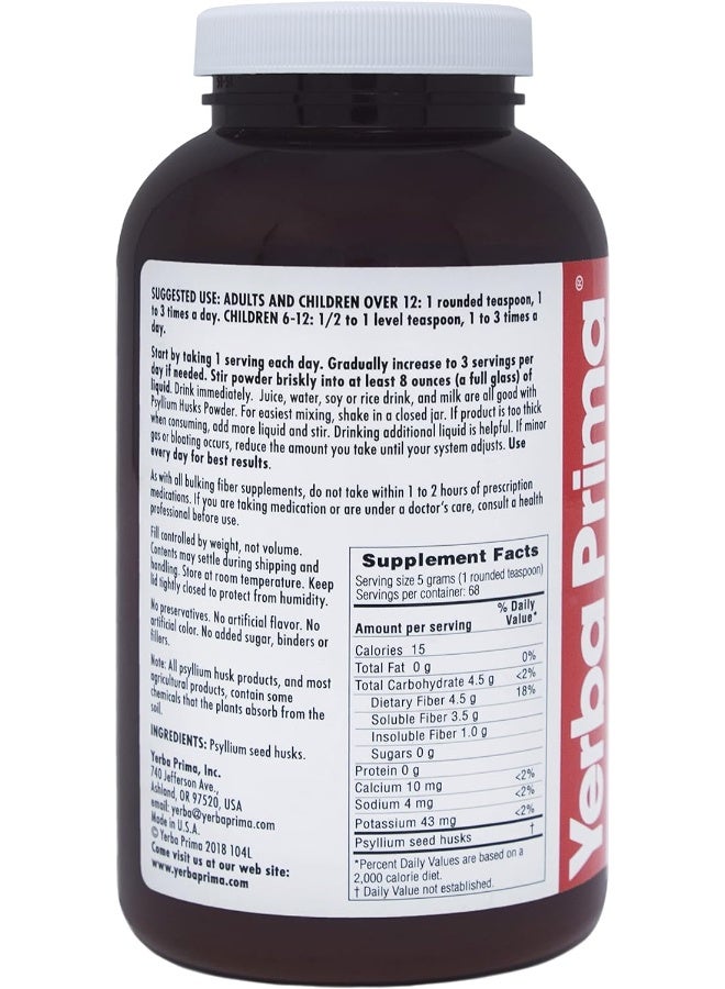 Yerba Prima, Psyllium Husks Powder, 12 Oz (340 G) - Image 4