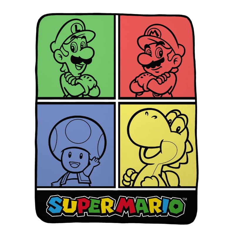 Franco Franco Collectibles Super Mario Bedding Super Soft Micro Raschel Throw  46 in x 60 in  (Official Licensed Product) - Image 1