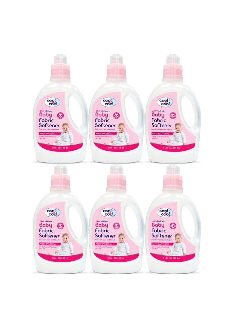 Cool & Cool Gentle Baby Fabric Softener 1 Liter (Pack of 6) - Anti Bacterial, Dye-Free, Bleach-Free,Gentle, Baby & Kid safe 6 Liters - Image 1