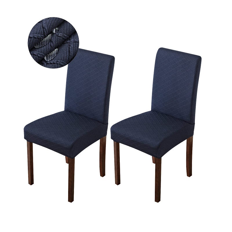 Genina أغطية كرسي Genina المقاومة للماء لغرفة الطعام كرسي الطعام يغطي أغطية كرسي المطبخ بارسونز (Navy Blue 2 PCS)  - Image 1