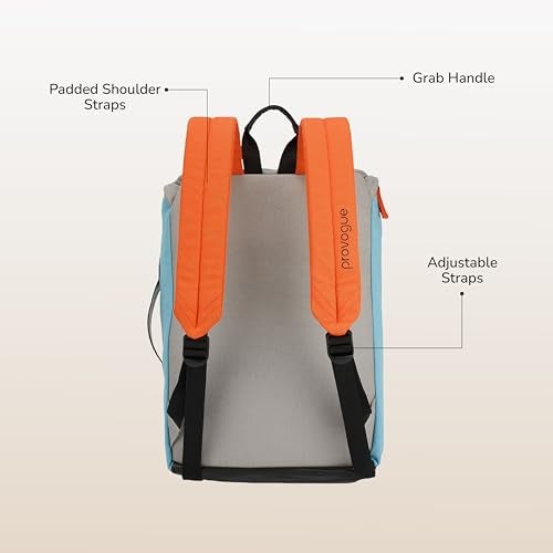 Provogue Cavo Pro 14 litres everyday backpack, 15.6 inch laptop compartment, for men and women in Sky Blue, stylish contemporary daily use college, office and outdoor bag | With organiser - Image 5