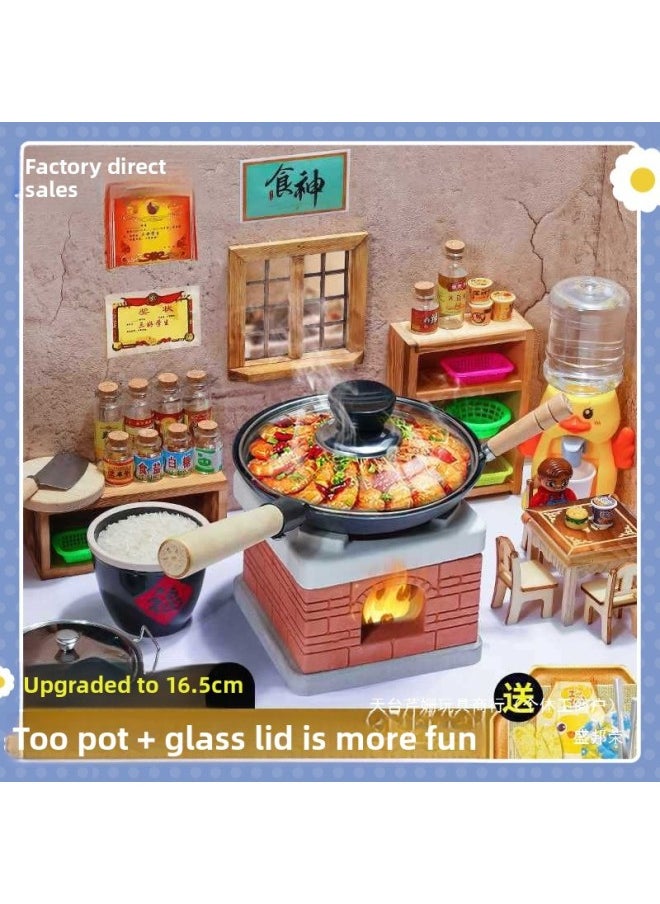 Family Children's Set Stall Mini Cooking Toy Night Market Kitchenette Suit Gift Box Kitchenware All Really Boiled-Color:Double Pot Upgrade-[cooking Master] 44-piece Set (comes With Five-piece Protective Set)  - Image 2