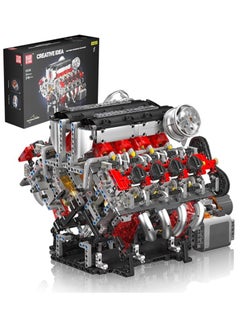 10130 V8 Engine Toys Building Brock Sets, Educational Model Engine, Mini Engine Scale Model with Motor, Set for Boys Kids Aged 14+ (2718 Pieces)
