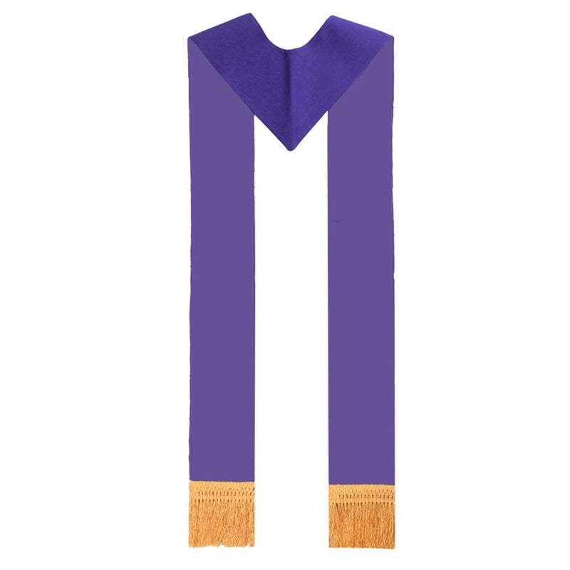 BLESSUME Purple Stole Chasuble Clergy Pastor Embroidery Stole - Image 4