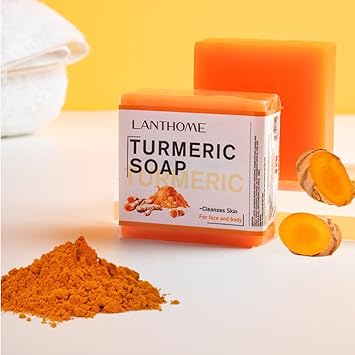 JEMPET Turmeric Soap Natural Ginger Bar Soap 2PCS Plants Essential Oil Bar Soap for Face Body Reduces Acne Dark Spot Cleanses Skin - Image 1