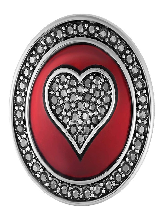 Ginger Snaps Red Enamel/Hematite Heart Charm Accessory | Interchangeable & Adjustable Snap Jewelry Collection | Button Charms for Necklaces Bracelets | Standard size | SN01-23 | Valentine’s Day Gift - Image 1