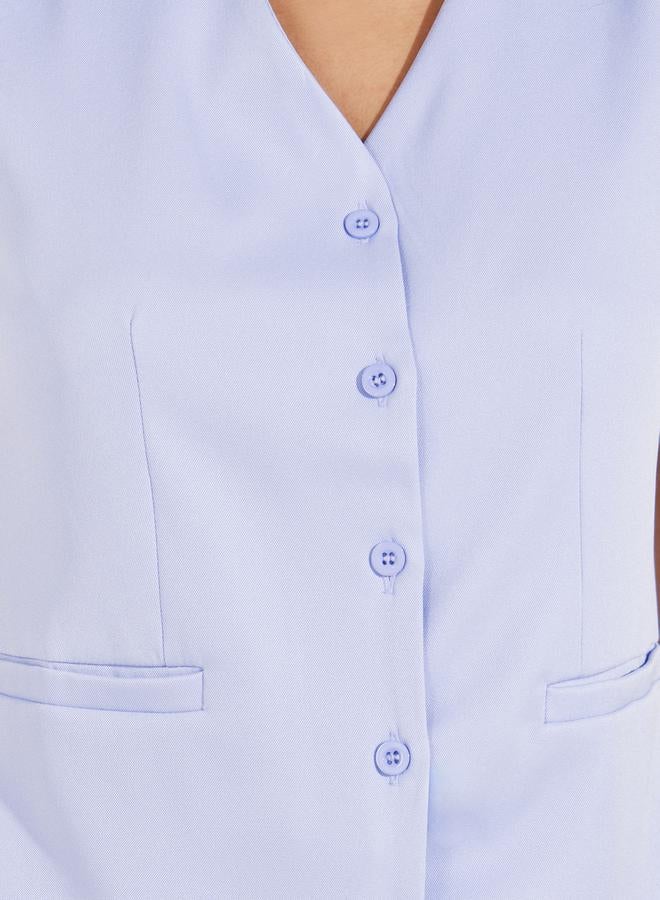 V Neck Buttoned Tailored Waistcoat