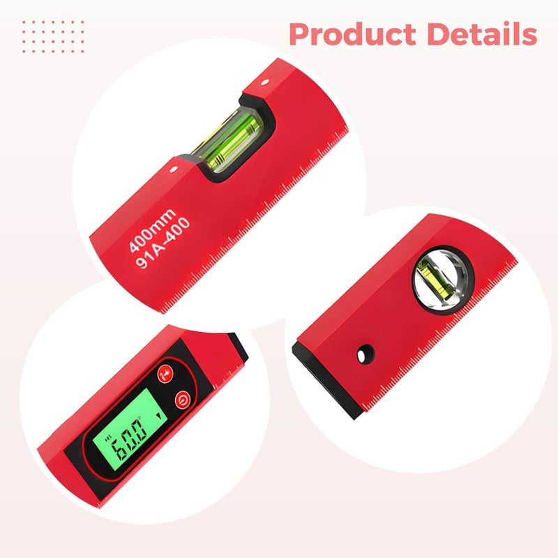 15.7 in Electronic Level, Precision Protractor with LCD Backlight, Sturdy Angle Finder, Aluminum Alloy Build with V-Groove Base - Image 5